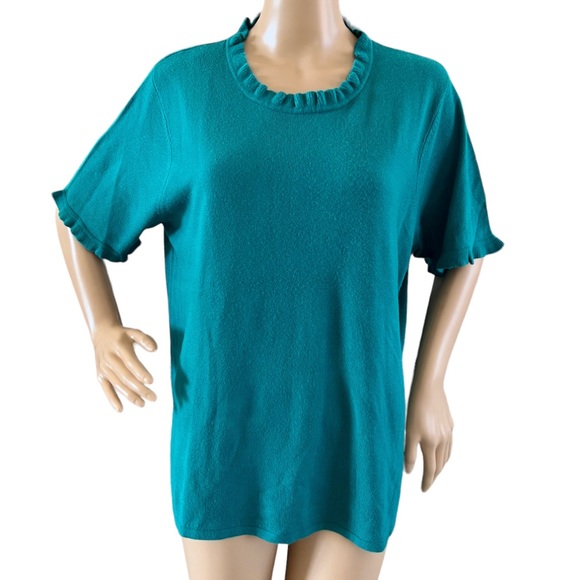 Liz Baker Sweater Lightweight Ruffled Trim Collar - Picture 1 of 4